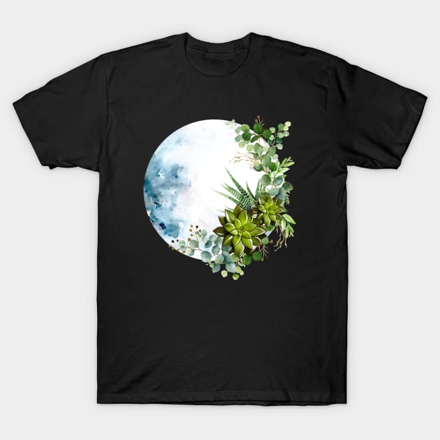 Moonlight Succulents 4 T-Shirt by Collagedream